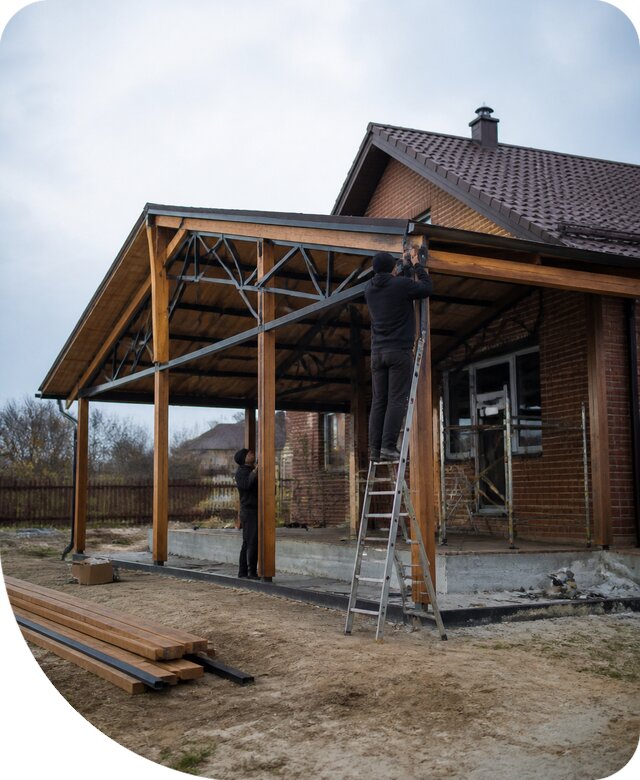 Пристройка навеса к дому и участку в Домодедове под ключ