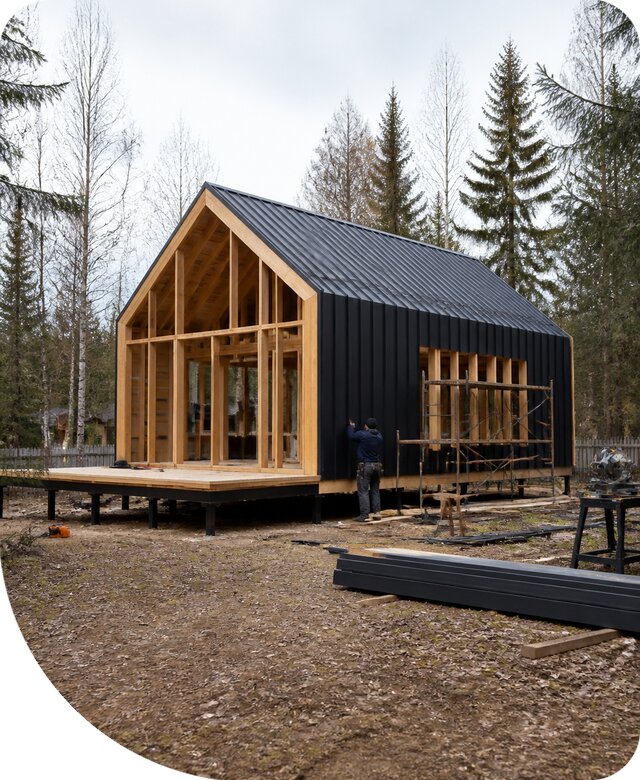 Строительство домика барнхаус под ключ на участке в Домодедове